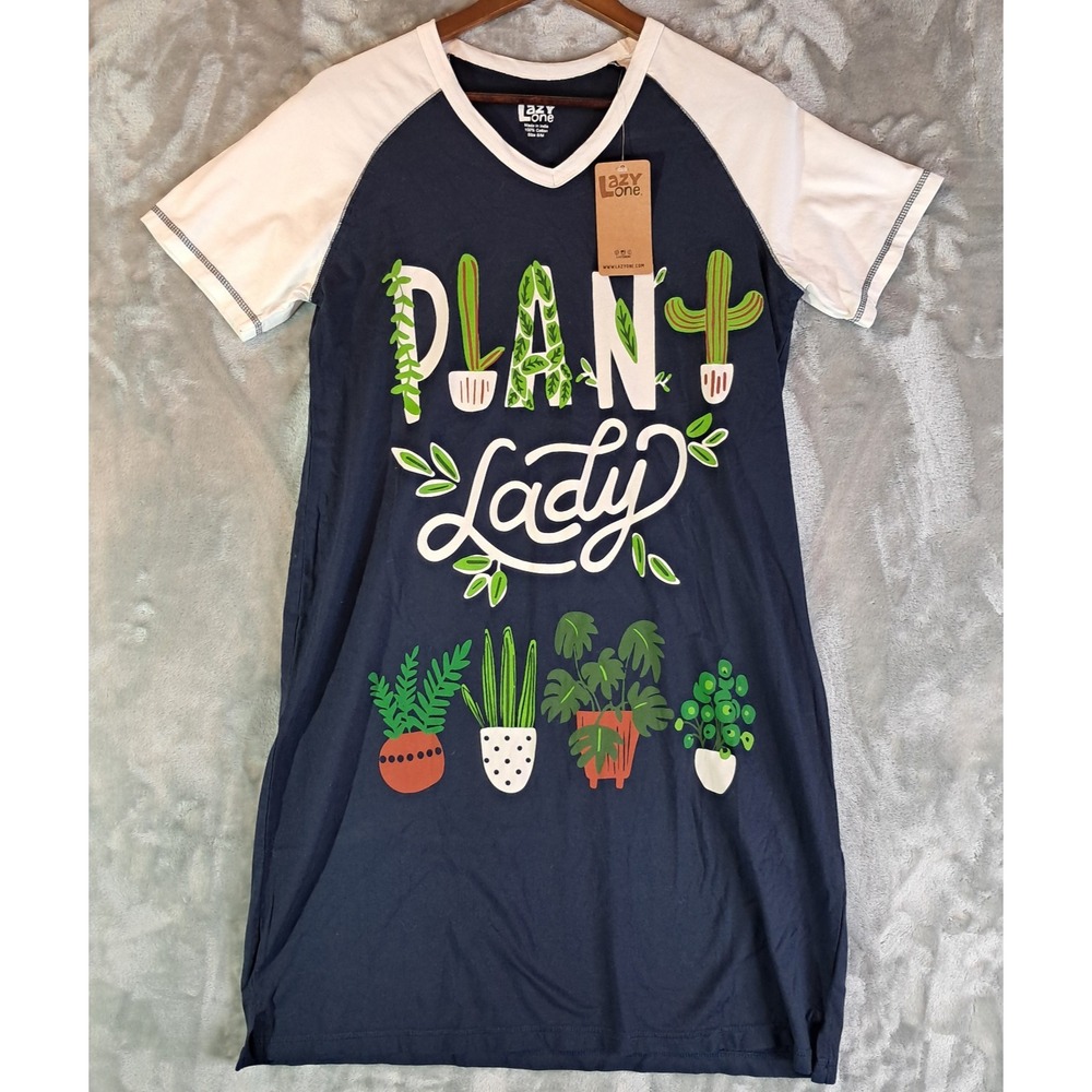 Lazy One NWT Nightshirt Size S/M Plant Lady Cactus V-Neck Sleepwear Nightgown